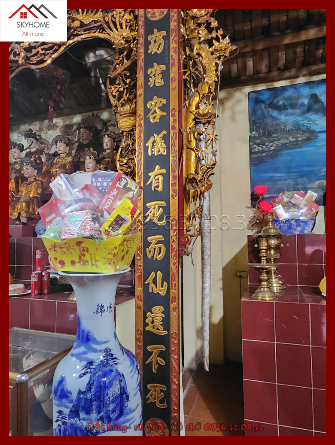 Câu đối thờ Mẫu chữ Yểu điệu dung nghi- Anh linh ứng cảm